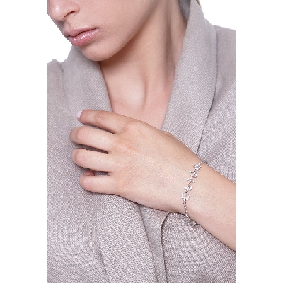 Bracelet avec le prénom  ELISA  en or blanc 750 et diamants 