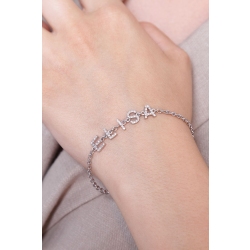 Bracelet avec le prénom  ELISA  en or blanc 750 et diamants  2