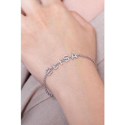 Bracelet avec le prénom  ELISA  en or blanc 750 et diamants 