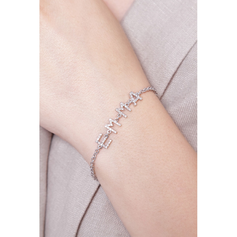 Bracelet avec le prénom  EMMA  en or blanc 750 et diamants 