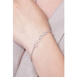Bracelet avec lettres en or blanc 750 et diamants SARA 2