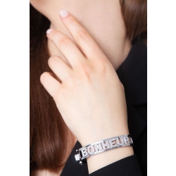 Bracelet rigide avec l'inscription BONHEUR en or blanc 18k 2