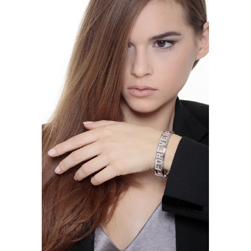 Bracelet rigide FOREVER en or blanc 18k avec diamants