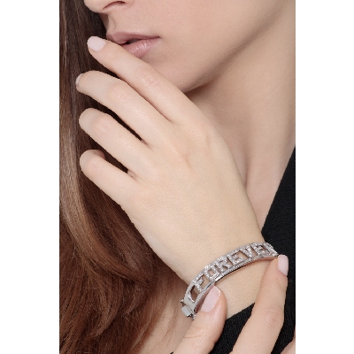 Bracelet rigide FOREVER en or blanc 18k avec diamants