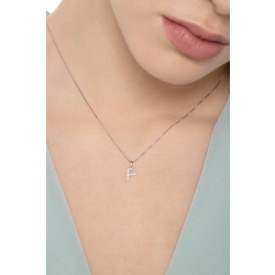Collier avec lettre prénom  P en or blanc et diamants 2