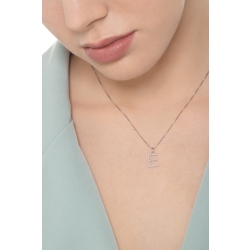 Collier pendentif lettre  E en or blanc 18K et diamants 2