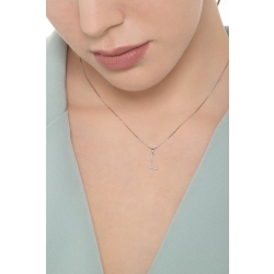 Collier en or blanc 18k avec lettre L serti de diamants, 1 cm 2