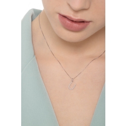 Collier pendentif lettre U en or blanc 18K et diamants 2