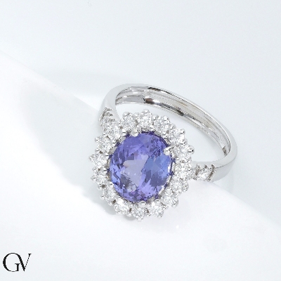 Bague Lady D en or blanc 18k avec tanzanite et diamants