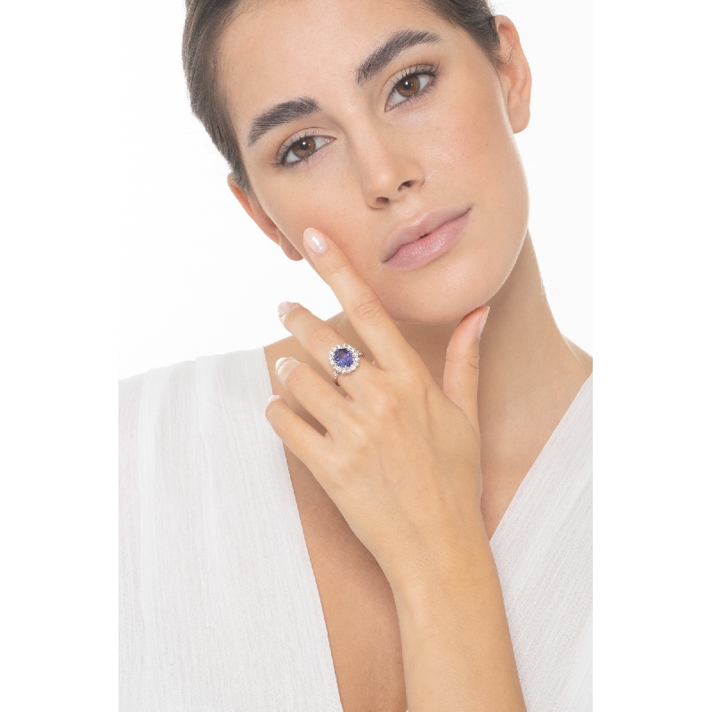Bague Lady D en or blanc 18k avec tanzanite et diamants