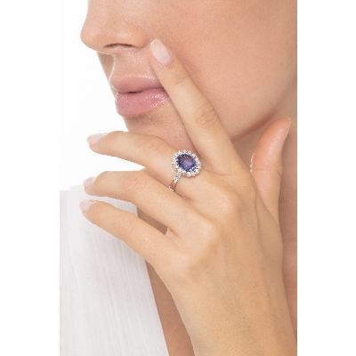 Bague Lady D en or blanc 18k avec tanzanite et diamants