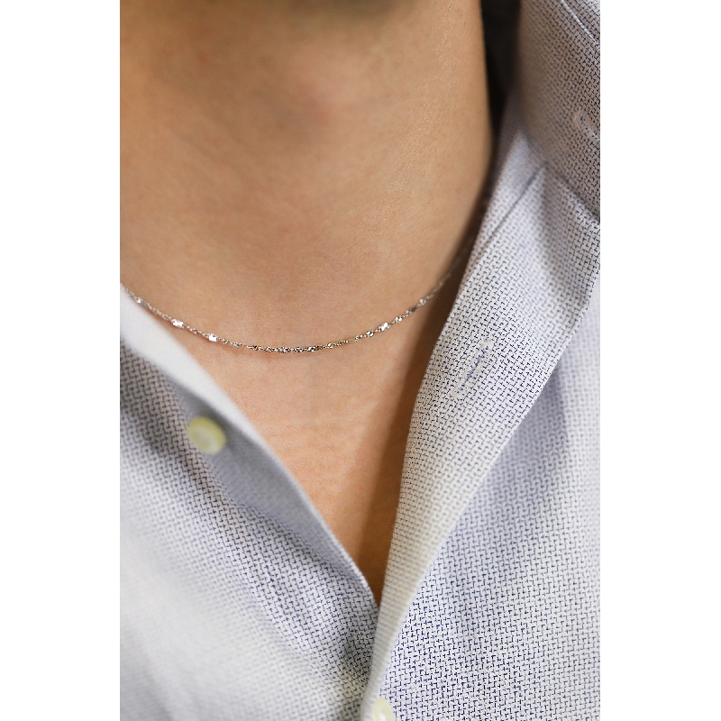 Collier diamanté en or blanc 18k 50 cm