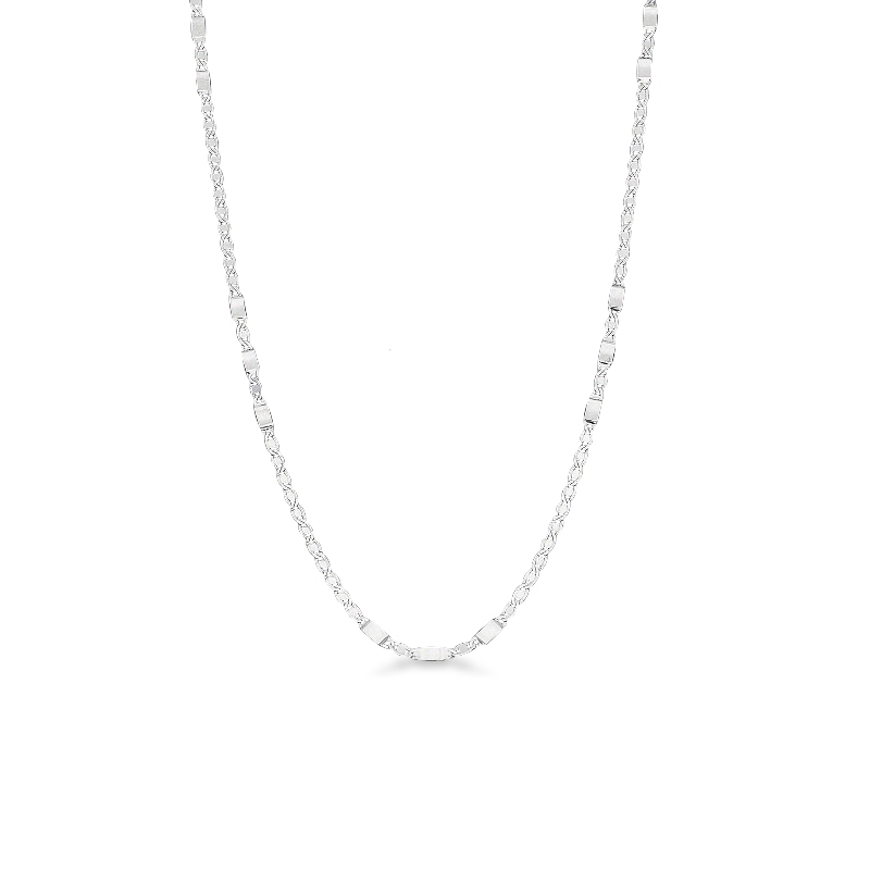 Chaîne plate en or blanc 18 carats, 50 cm