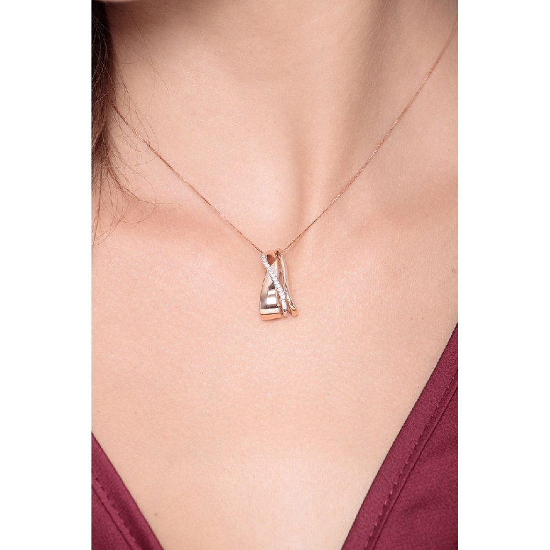 Collier en or blanc et rose 18k avec diamants incrustés