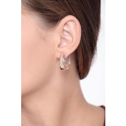 Boucles d'oreilles en or blanc et rose 18k avec diamants  2