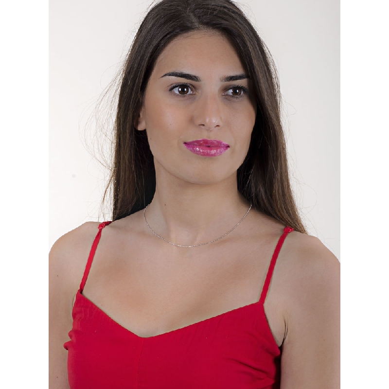 Chaîne fine à billes en or blanc 18K, 40 cm