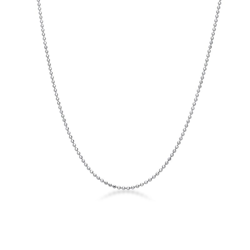 Chaîne fine à billes en or blanc 18K, 40 cm