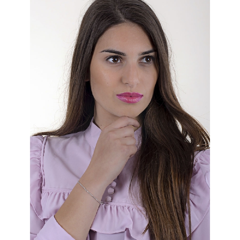 Bracelet boules diamantées en or blanc 18k cm 18