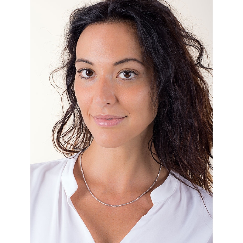 Chaîne à billes diamantées en or blanc 18k cm 45