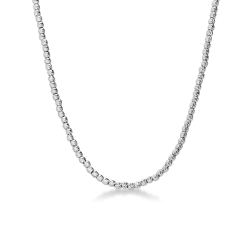 Chaîne à billes diamantées en or blanc 18k cm 45