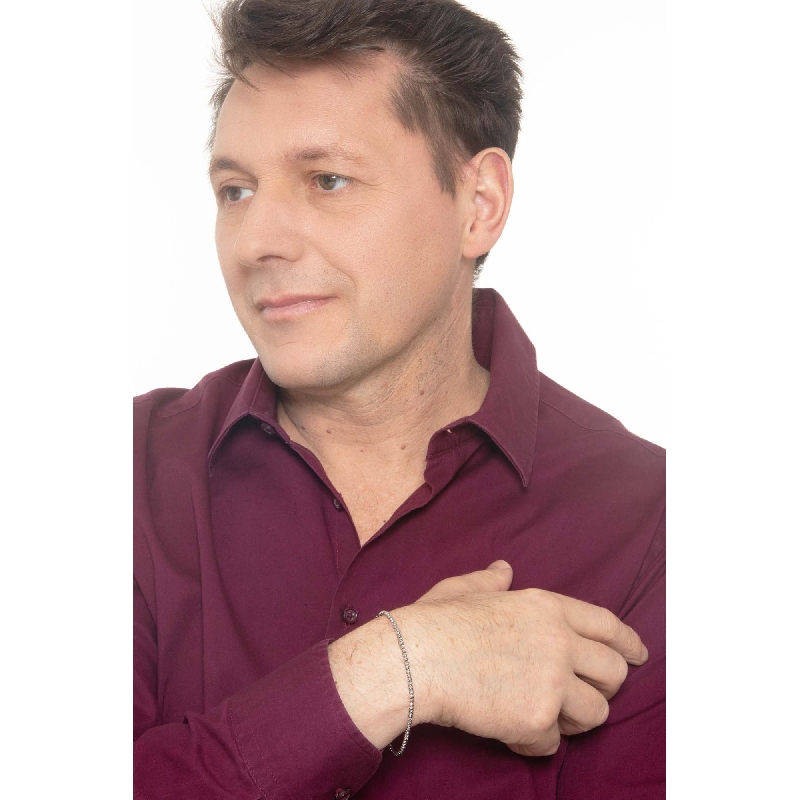 Bracelet en or blanc 18 carats à boules godronnées, cm 21