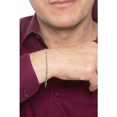 Bracelet en or blanc 18 carats à boules godronnées, cm 21