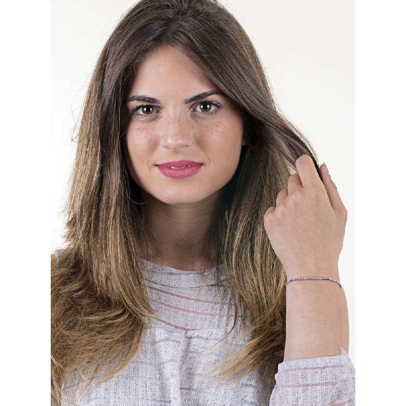 Bracelet en or blanc 18 carats à boules godronnées, cm 21