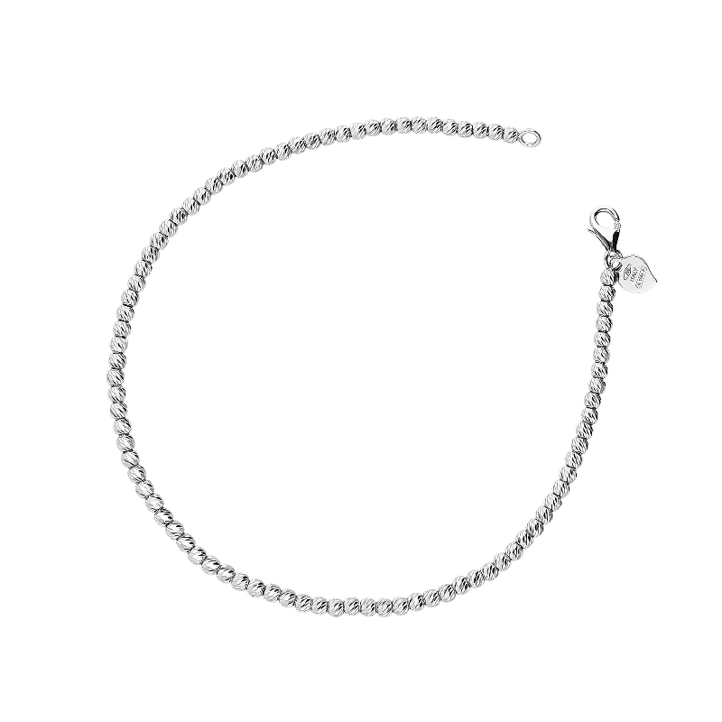 Bracelet en or blanc 18 carats à boules godronnées, cm 21