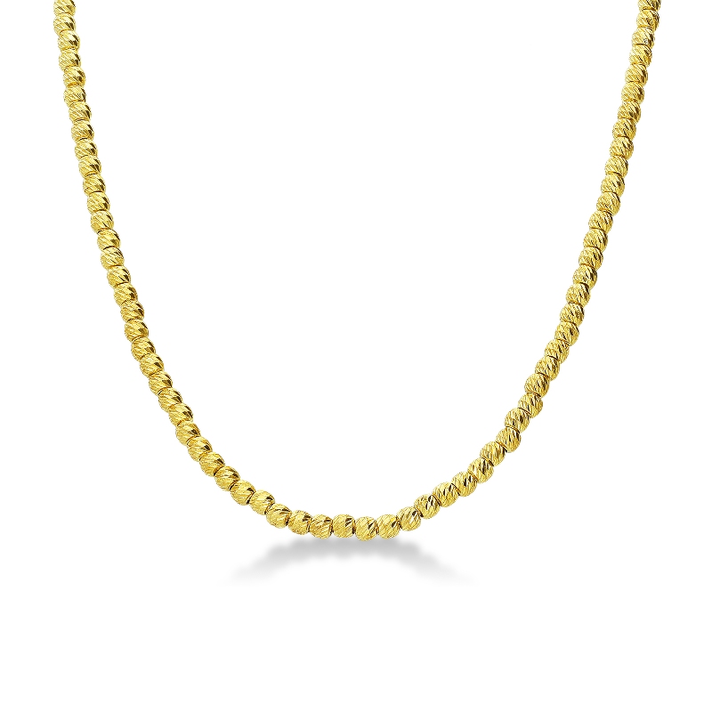 Chaine avec perles diamantées en or jaune 18k