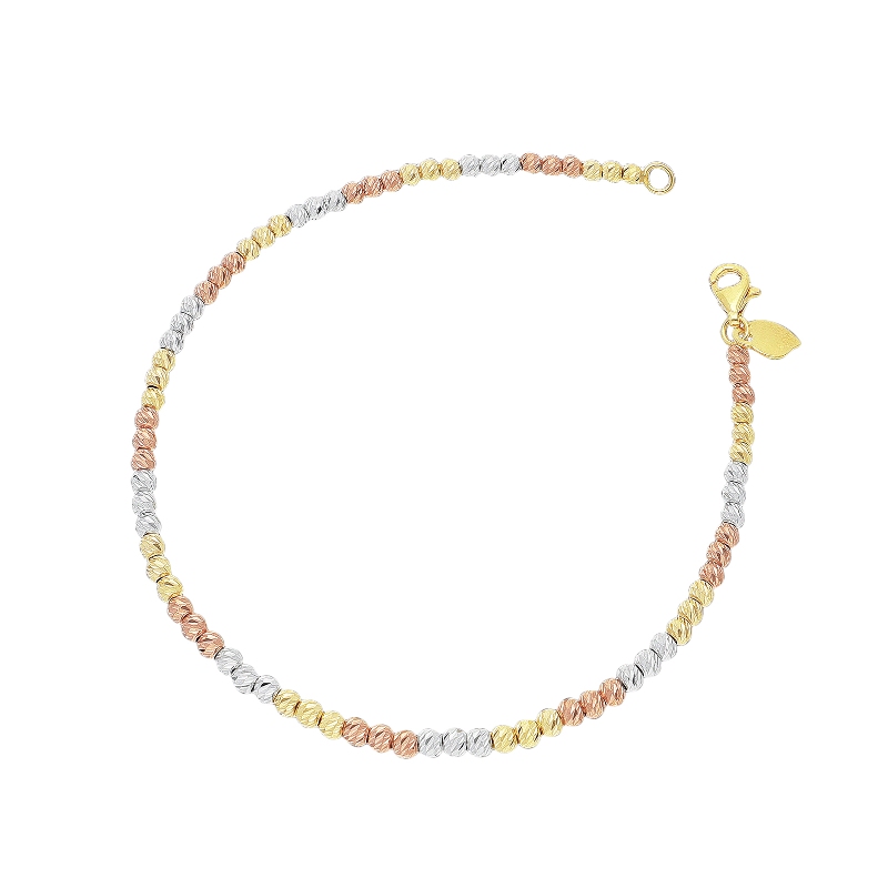 Bracelet avec boules en or jaune, blanc et rose 18k