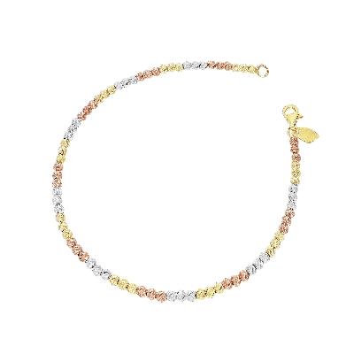 Bracelet avec boules en or jaune, blanc et rose 18k