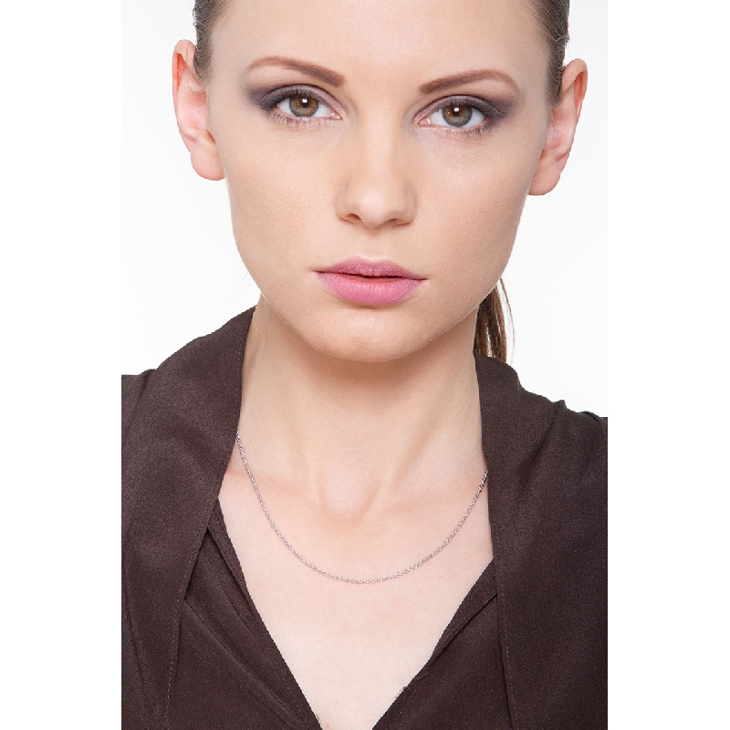 Collier or blanc 18k chaîne rolò 45 cm