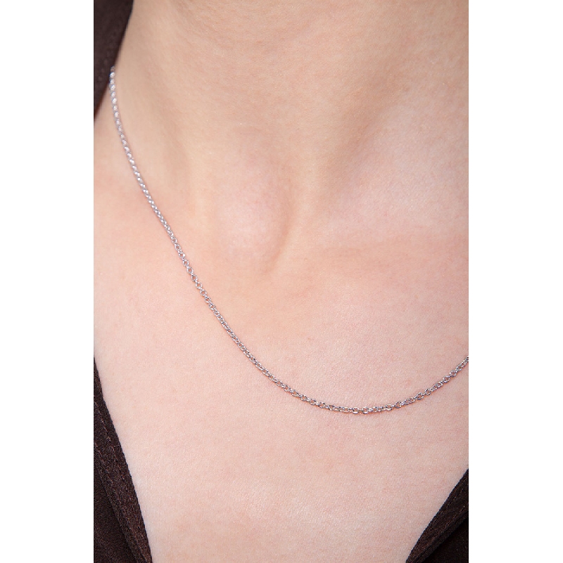 Collier or blanc 18k chaîne rolò 45 cm