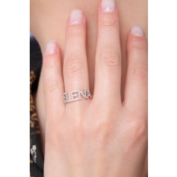 Bague en or blanc 18k avec le prénom ELENA serti de diamants 2
