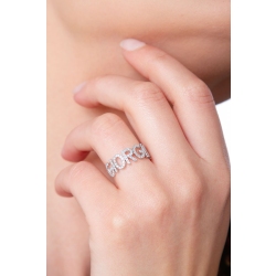 Bague en or blanc 18k avec le prénom GIORGIA serti de diamants 2