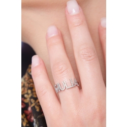Bague en or blanc 18k avec le prénom GIULIA serti de diamants 2