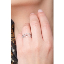 Bague en or blanc 18k avec le prénom GRETA serti de diamants 2