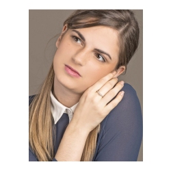 Bague de fiançailles solitaire en or blanc 18k avec motif feuille 2