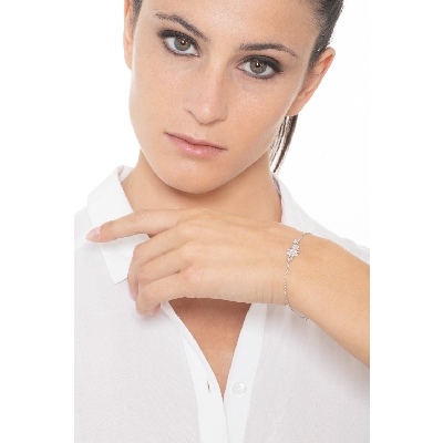 Bracelet réglable or 18k silhouette fillette et diamant