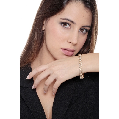 Bracelet gourmette en or jaune 18 carats avec diamants 