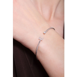 Bracelet rigide avec lettre  E en diamants et or blanc 750 2