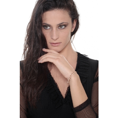 Bracelet gourmette en or rose 18k avec diamants