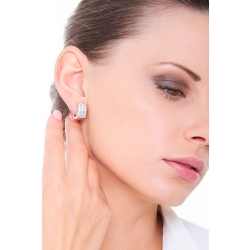 Boucles d'oreilles créoles en Or Blanc 18k avec Diamants ct 1,80 2