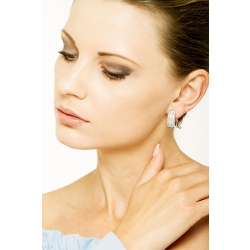 Créoles en Or Blanc 18k avec Trois Rangées de Diamants ct 2,60 2