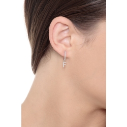 Mono boucle d'oreille en or blanc 18 carats, avec lettre F avec diamants 2