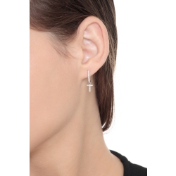 Boucle d'oreille lettre T en or blanc 750 et diamants 2