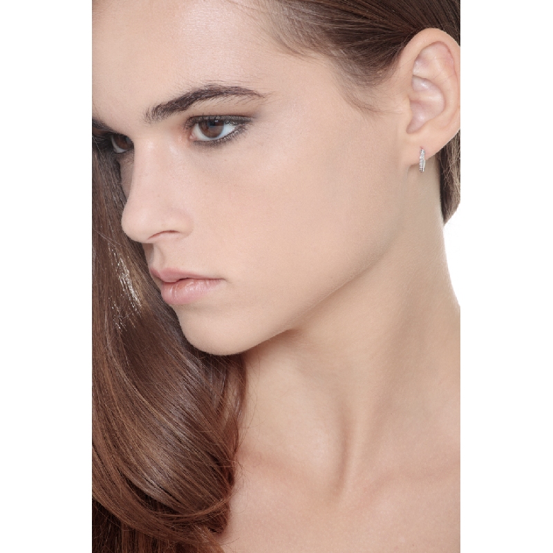 Boucles d'oreilles créoles en or blanc 18k ct. 0,12