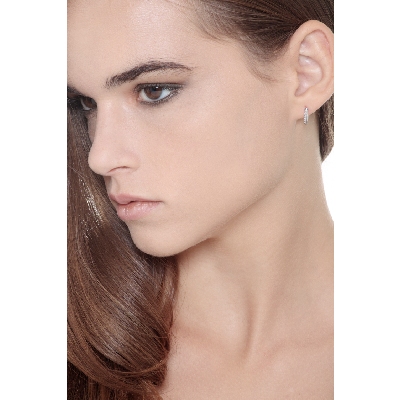 Boucles d'oreilles créoles en or blanc 18k ct. 0,12