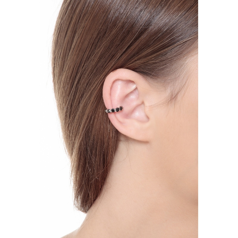 Earcuff en or blanc 18 carats, incrusté de diamants noirs 
