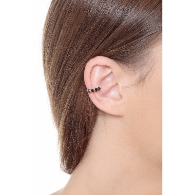 Earcuff en or blanc 18 carats, incrusté de diamants noirs 